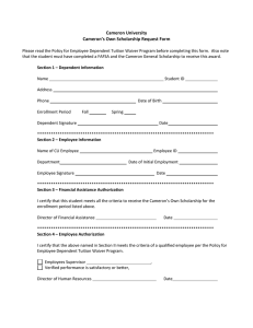 Cameron University Cameron’s Own Scholarship Request Form