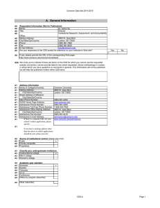 Common Data Set 2014-2015 Name: Dr. Karla Oty Title: