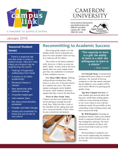 Recommitting to Academic Success January 2016 Seasonal Student Issues