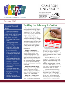 Tackling the February To-Do List February 2016 Seasonal Student Issues