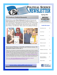 Spring 2012 PS Students Publish Research Political Science Newsletter, Spring 2012