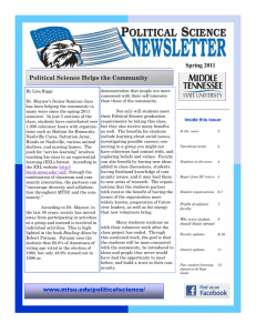 Political Science Helps the Community Spring 2011 Political Science Newsletter, Spring 2011