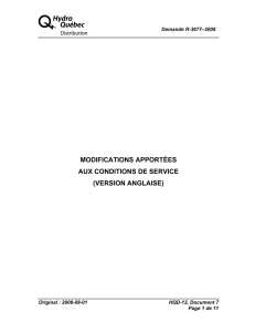 A MODIFICATIONS APPORTÉES AUX CONDITIONS DE SERVICE (VERSION ANGLAISE)