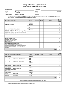 College of Basic and Applied Sciences Upper Division Form 2015-2016 Catalog Physics