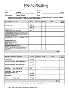 College of Basic and Applied Sciences Upper Division Form 2014-2015 Catalog Physics