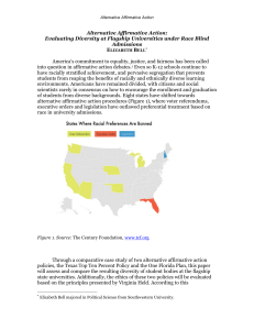 Alternative Affirmative Action: Evaluating Diversity at Flagship Universities under Race Blind Admissions