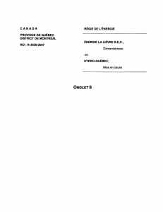 CANADA ONGLET 9 Demanderesse PROVINCE DE QUÉBEC