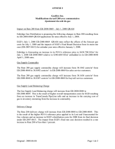 ANNEXE I  Gazifère Inc. Modifications du tarif 200 avec commentaires
