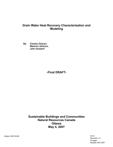 Drain Water Heat Recovery Characterization and Modeling -Final DRAFT-