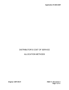 DISTRIBUTOR’S COST OF SERVICE ALLOCATION METHODS Application R-3644-2007 Original: 2007-08-01