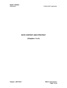 RATE CONTEXT AND STRATEGY  (Chapters 1 to 4) Hydro- Québec