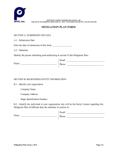 MITIGATION PLAN FORM