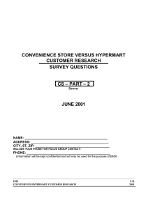 CONVENIENCE STORE VERSUS HYPERMART CUSTOMER RESEARCH SURVEY QUESTIONS