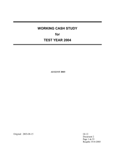 WORKING CASH STUDY for TEST YEAR 2004