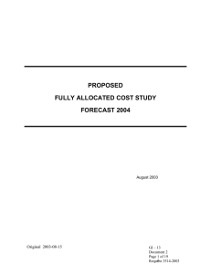 PROPOSED FULLY ALLOCATED COST STUDY FORECAST 2004