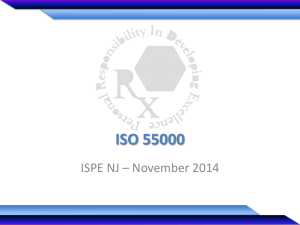 ISO 55000 ISPE NJ – November 2014