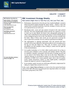 RBC Investment Strategy Weekly INDUSTRY  COMMENT