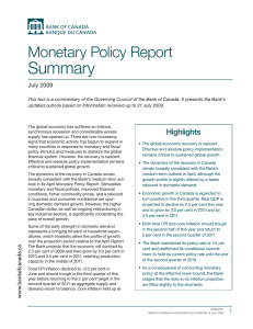 Summary Monetary Policy Report