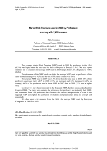 Market Risk Premium used in 2008 by Professors: