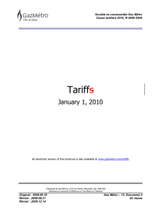 Tariff  s January 1, 2010