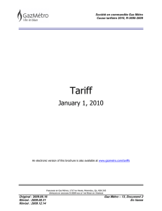 Tariff January 1, 2010 Original Gaz Métro – 13, Document 2