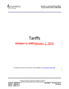 Tariffs October 1, 2009January 1, 2010  Original