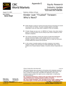 Kinder Just &#34;Trusted&#34; Terasen: Who's Next? Appendix E Equity Research
