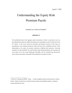 Understanding the Equity Risk Premium Puzzle  August 17, 2004