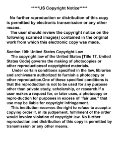 *****us Copyright Notice***** No further reproduction or distribution of this copy