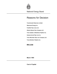 Reasons for Decision National Energy Board