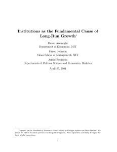 Institutions as the Fundamental Cause of Long-Run Growth