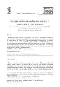 Investor protection and equity markets Andrei Shleifer *, Daniel Wolfenzon $