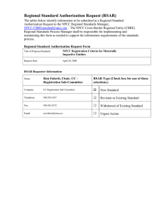 Regional Standard Authorization Request (RSAR)