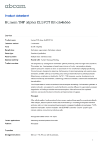 Human TNF alpha ELISPOT Kit ab46566 Product datasheet Overview Product name