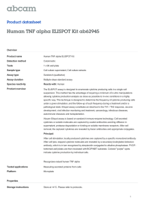 Human TNF alpha ELISPOT Kit ab62945 Product datasheet Overview Product name