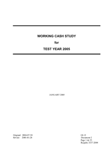 WORKING CASH STUDY for TEST YEAR 2005