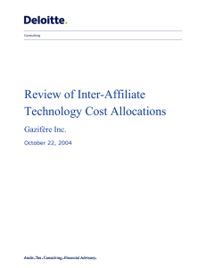 Review of Inter-Affiliate Technology Cost Allocations Gazifère Inc. October 22, 2004