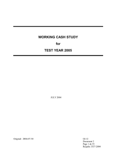 WORKING CASH STUDY for TEST YEAR 2005