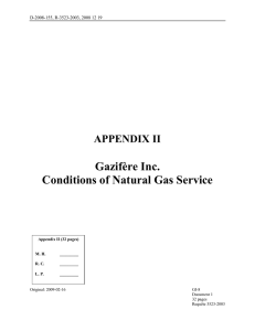 Gazifère Inc. Conditions of Natural Gas Service APPENDIX II
