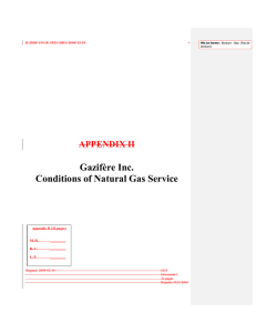 Gazifère Inc. Conditions of Natural Gas Service APPENDIX II