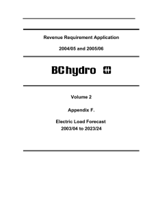 Revenue Requirement Application 2004/05 and 2005/06 Volume 2 Appendix F.