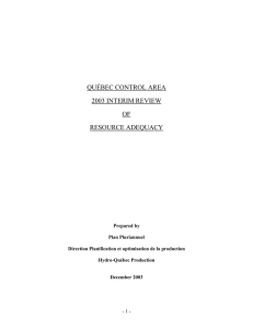 QUÉBEC CONTROL AREA 2003 INTERIM REVIEW OF