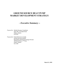 GROUND SOURCE HEAT PUMP MARKET DEVELOPMENT STRATEGY Ð Executive Summary --