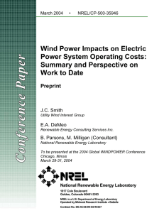 Wind Power Impacts on Electric Power System Operating Costs: Work to Date