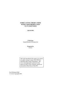 FORECASTING SHORT-TERM WIND FARM PRODUCTION