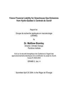 Dr. Matthew Bramley Future Financial Liability for Greenhouse Gas Emissions