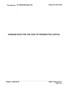 AVERAGE RATE FOR THE COST OF PROSPECTIVE CAPITAL  Request R-3541-2004 Translated by