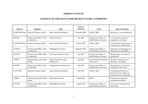 ROBERT D. KNECHT  SCHEDULE OF APPEARANCES BEFORE REGULATORY AUTHORITIES