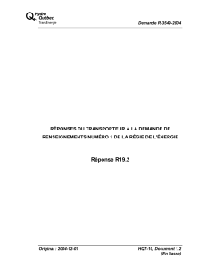 Réponse R19.2 RÉPONSES DU TRANSPORTEUR À LA DEMANDE DE Demande R-3549-2004