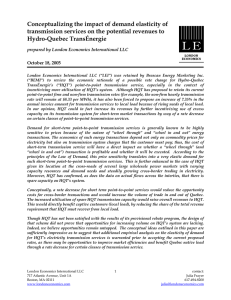 Conceptualizing the impact of demand elasticity of Hydro-Quebec TransÉnergie
